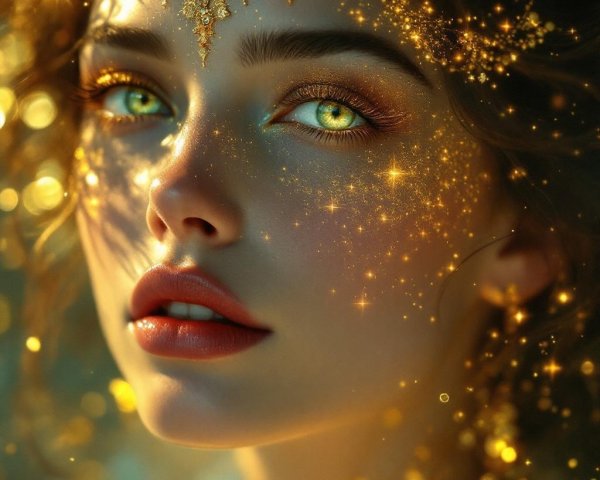 Close-up Portrait of a Young Woman with Green Eyes