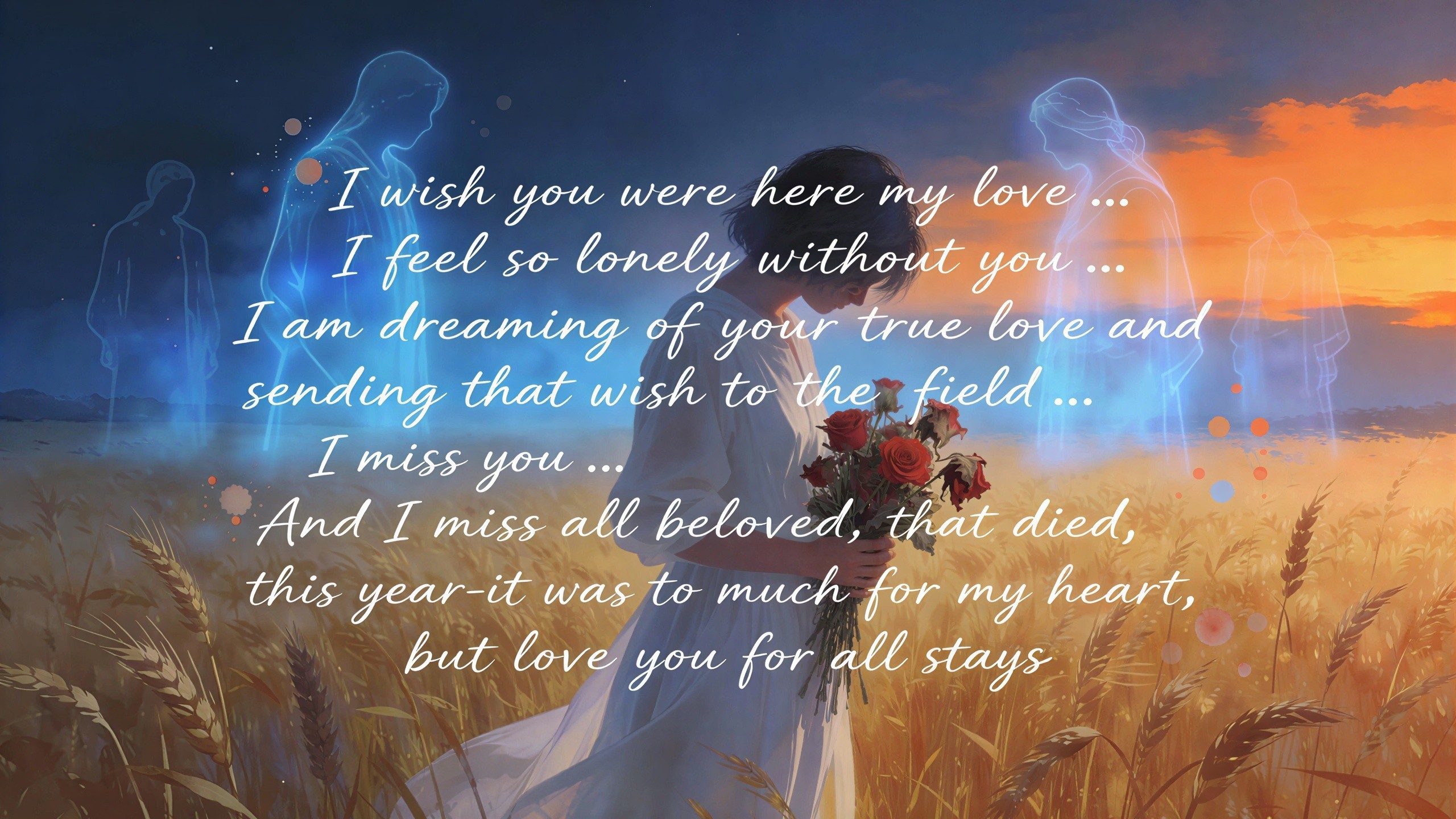 Dreamy Anime Landscape with Young Woman in Wheat Field