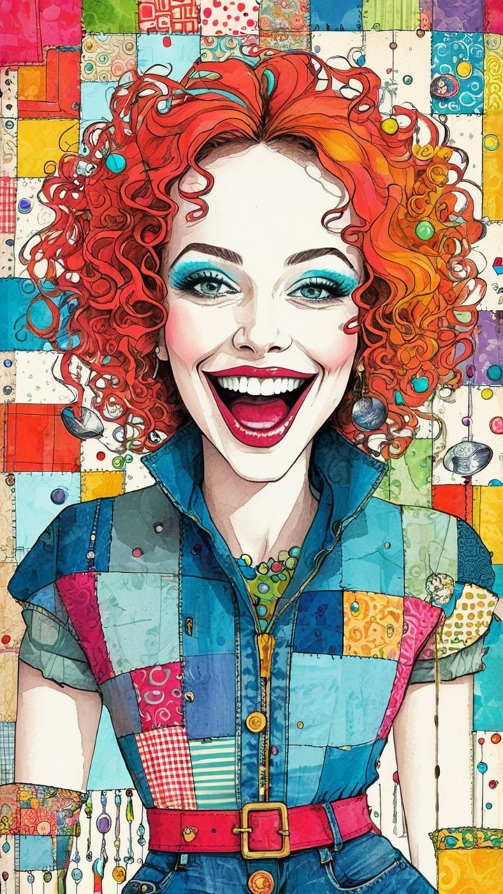 Vibrant Illustration of a Woman with Colorful Features