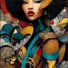 Stunning Woman with Afro in Vibrant Traditional Outfit