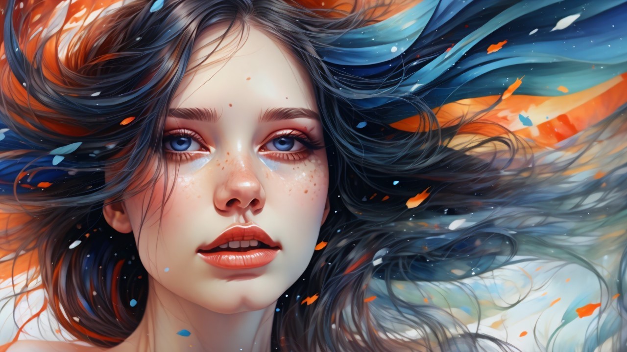 Close-Up Portrait of a Young Woman with Colorful Hair
