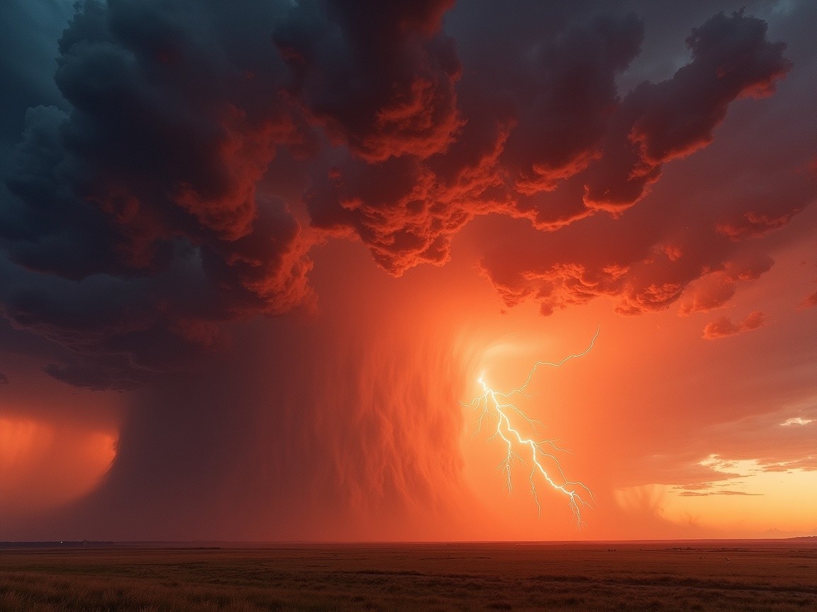 Dramatic Sky with Orange Hues and Storm Clouds