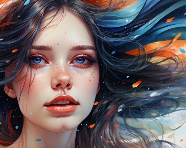 Close-Up Portrait of a Young Woman with Colorful Hair