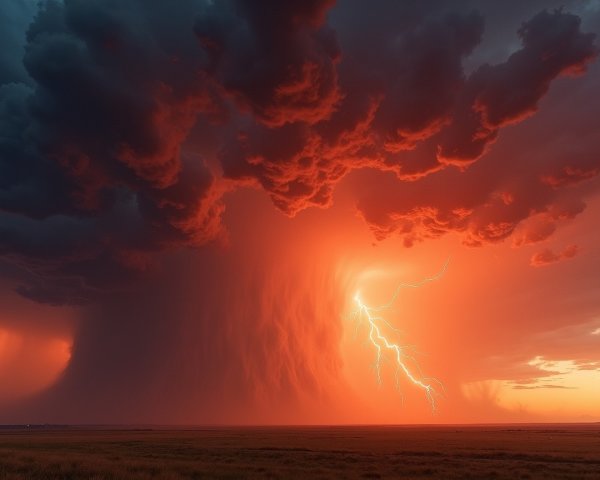 Dramatic Sky with Orange Hues and Storm Clouds