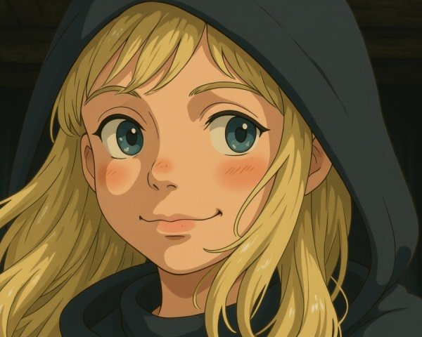 Young character with blonde hair in a dark hoodie