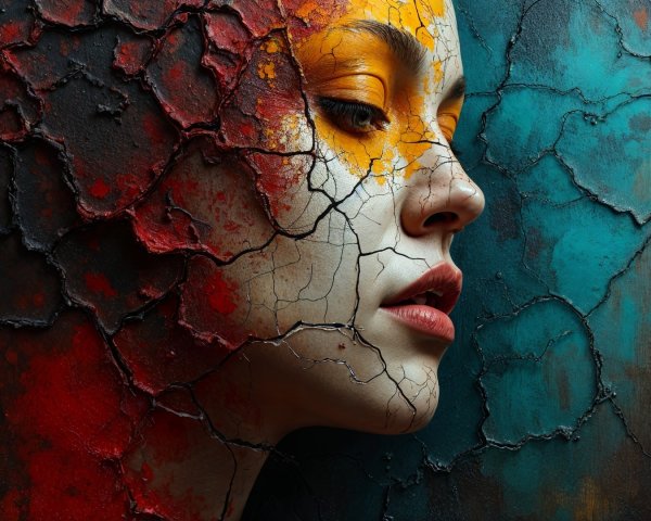 Portrait of a Woman in Vibrant Split Colors