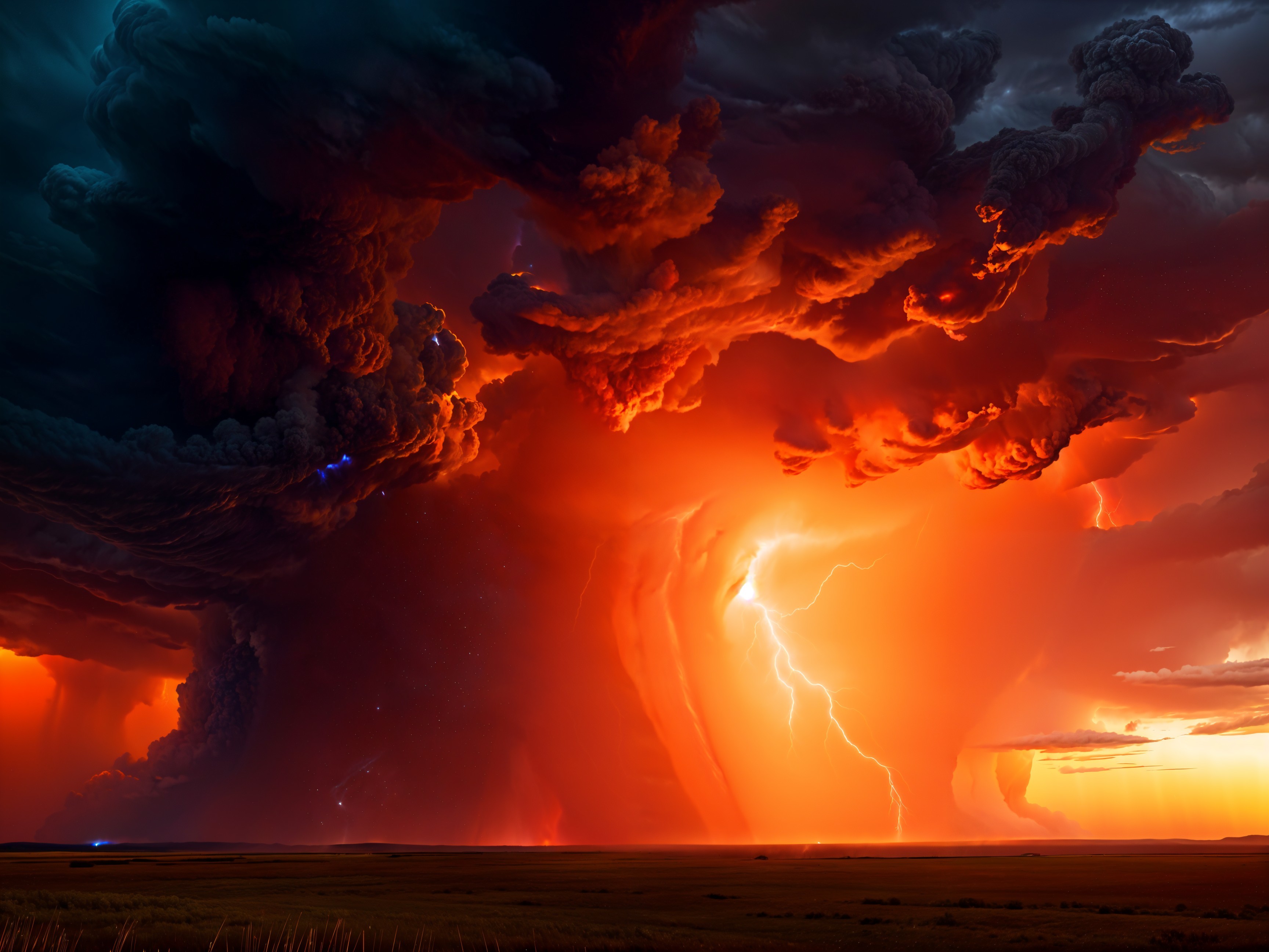 Dramatic Sky with Dark Clouds and Fiery Colors