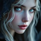 Close-up Portrait of a Young Woman in Winter Setting