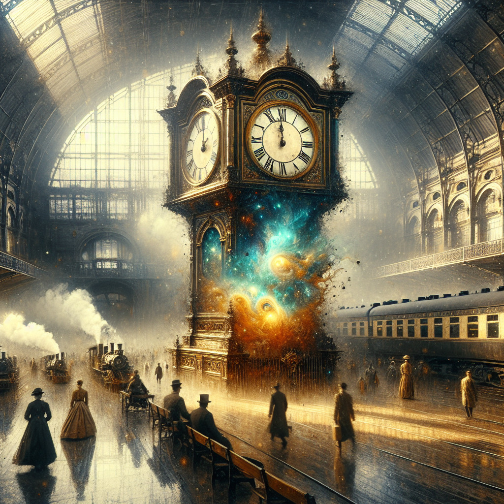 Victorian Train Station with Cosmic Clock Tower
