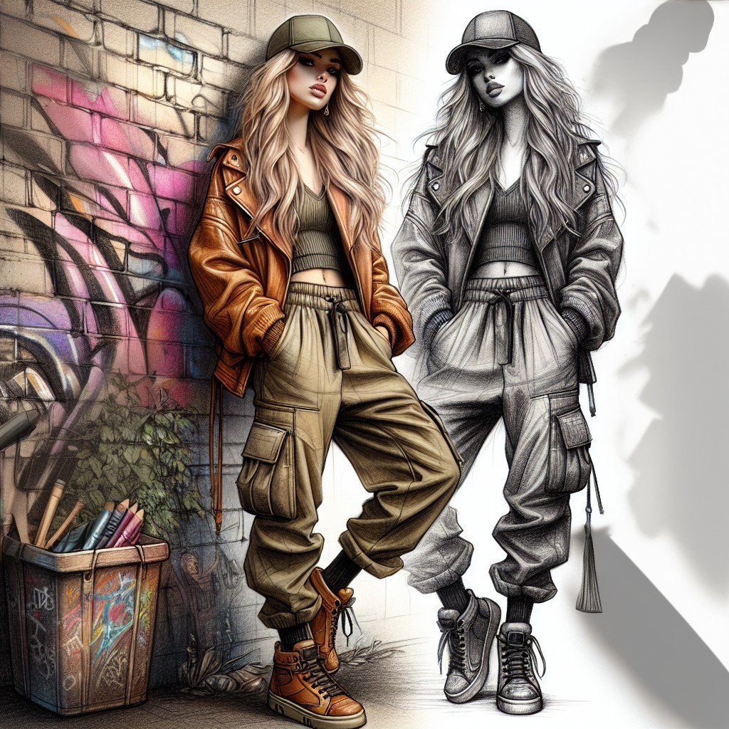 Stylish Young Woman in Casual Streetwear Fashion
