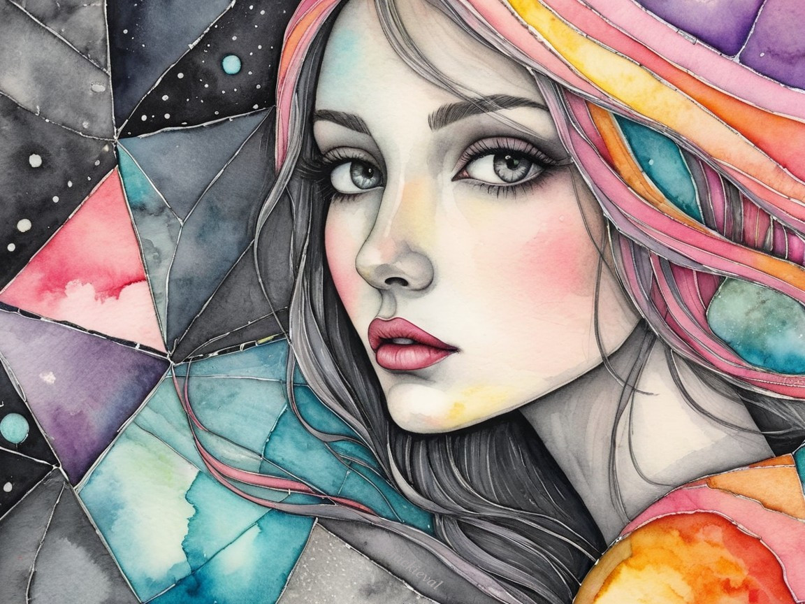 Portrait of a Young Woman with Colorful Background