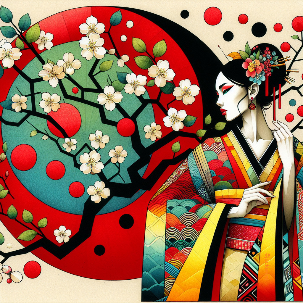 Vibrant Illustration of Woman in Traditional Attire