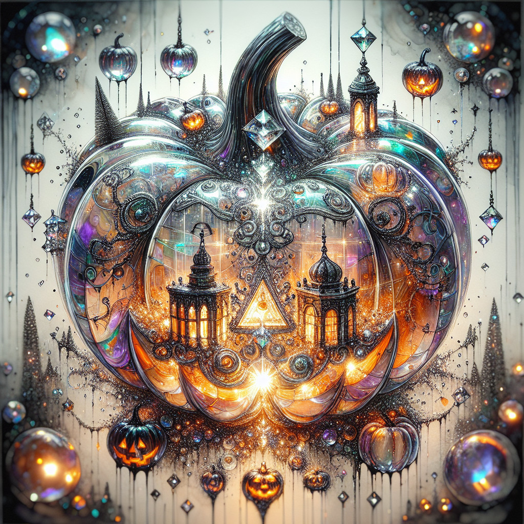 Intricate Metallic Pumpkin with Whimsical Designs