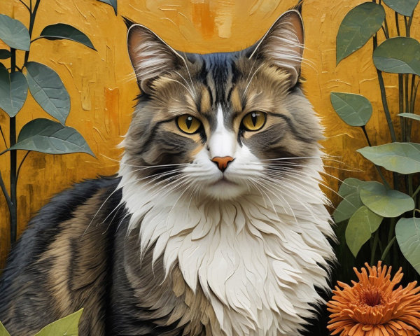 Portrait of a Majestic Feline with Detailed Fur