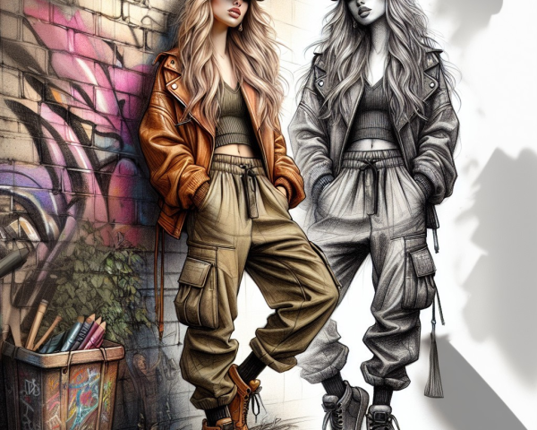 Stylish Young Woman in Casual Streetwear Fashion