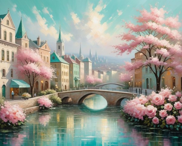 Charming Old Town with Colorful Buildings and Canal