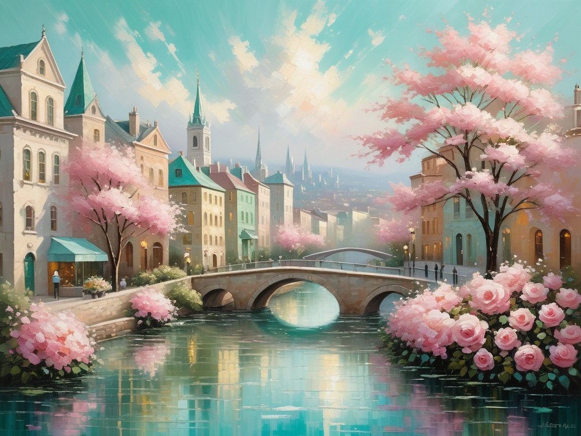 Charming Old Town with Colorful Buildings and Canal