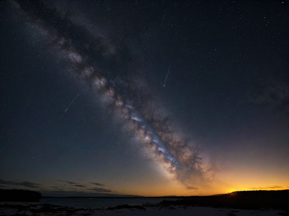 Milky Way Night Sky Over Tranquil Landscape