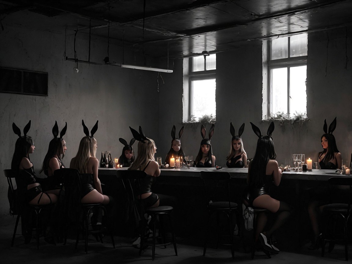 Mysterious Gathering of Women in Black Attire