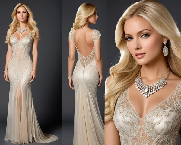Elegant Champagne Gown with Beadwork and Slit