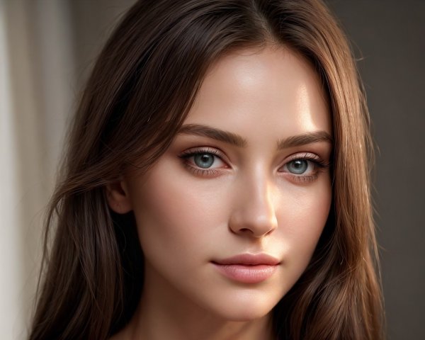 Close-Up Portrait of a Young Woman with Blue Eyes