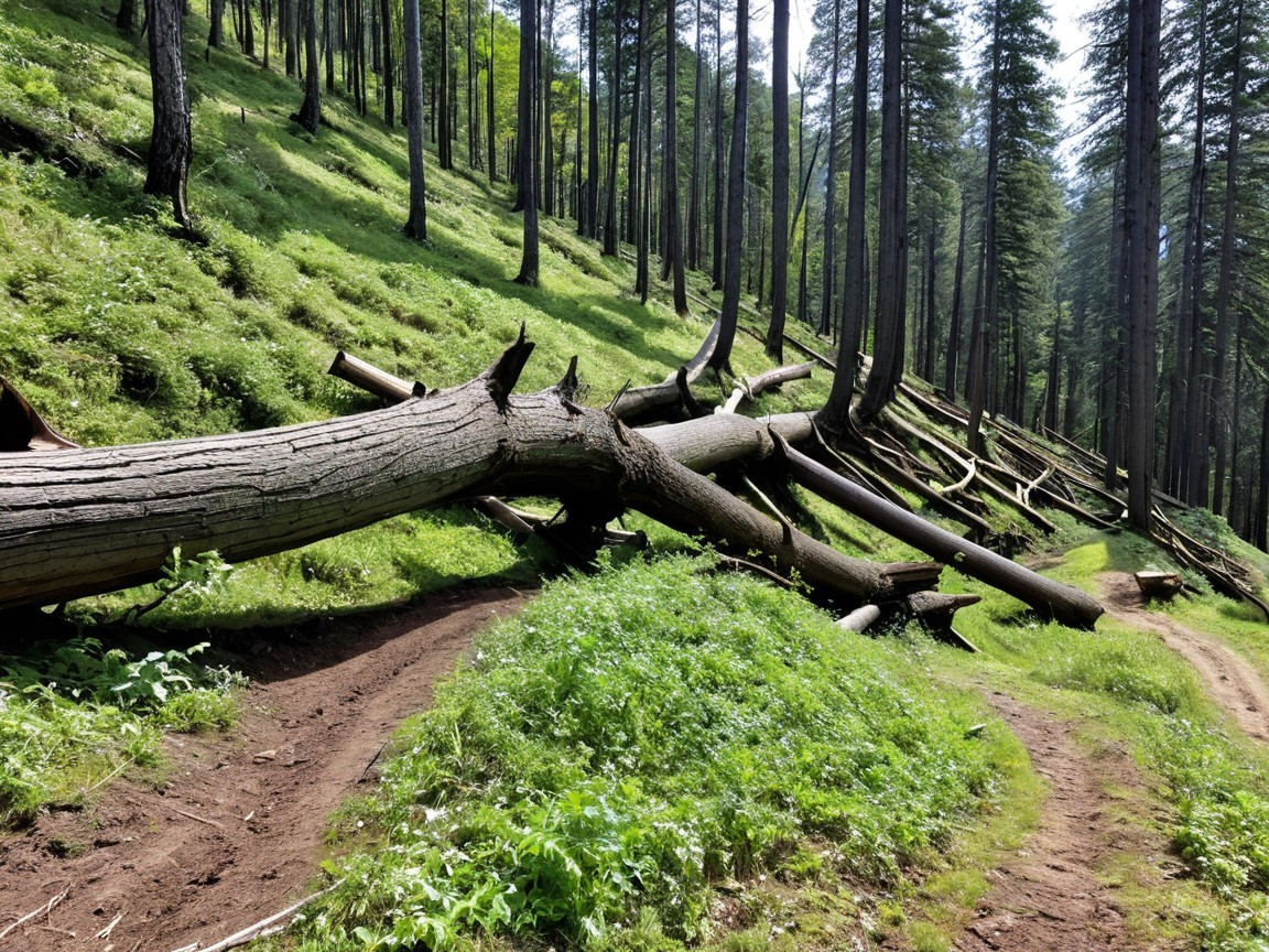 Winding Dirt Path Through a Lush Forest Landscape