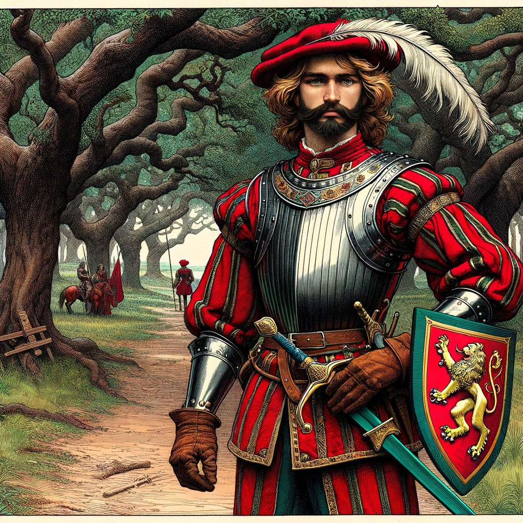 Knight in Ornate Armor with Sword and Shield