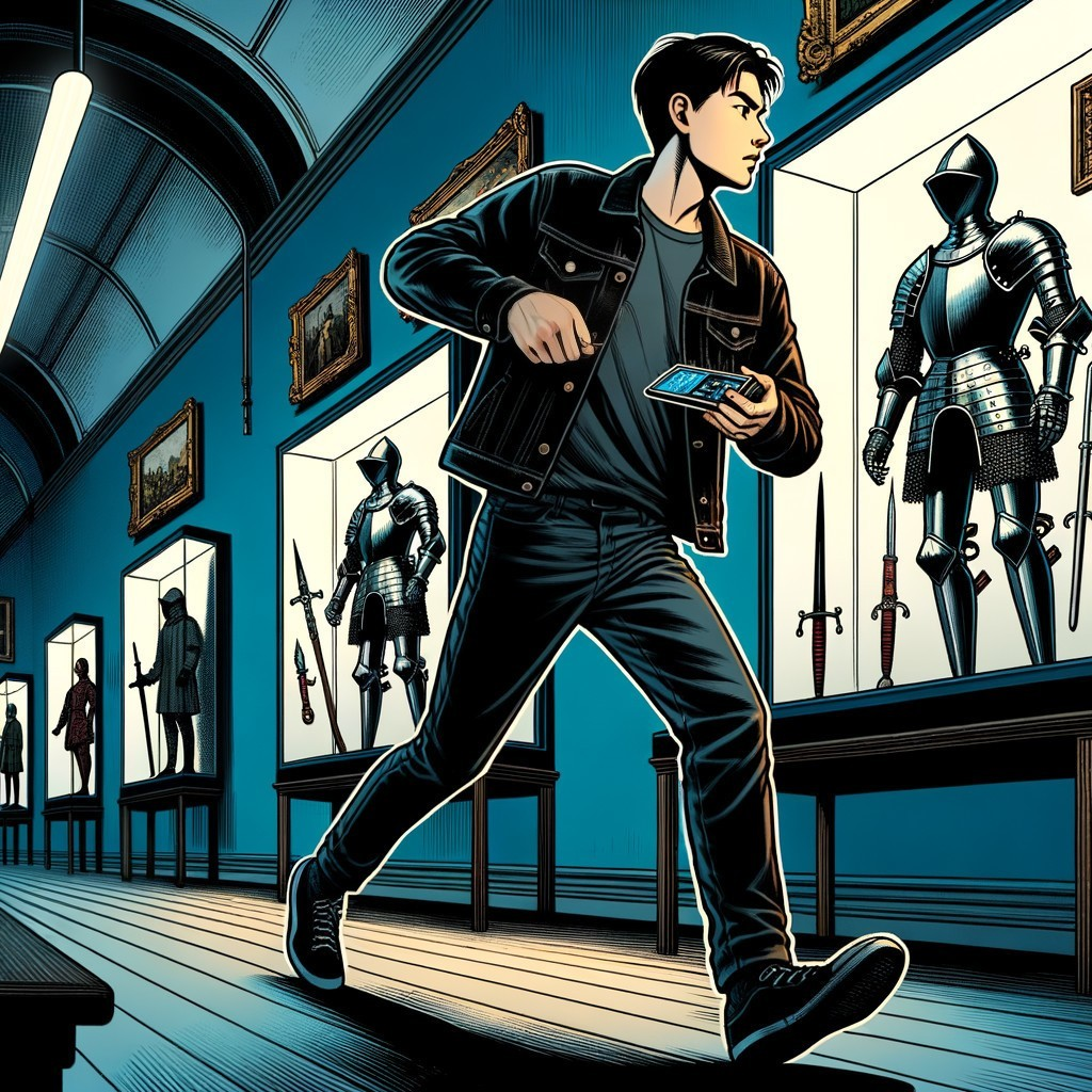 Museum Hallway with Armor and Medieval Weaponry