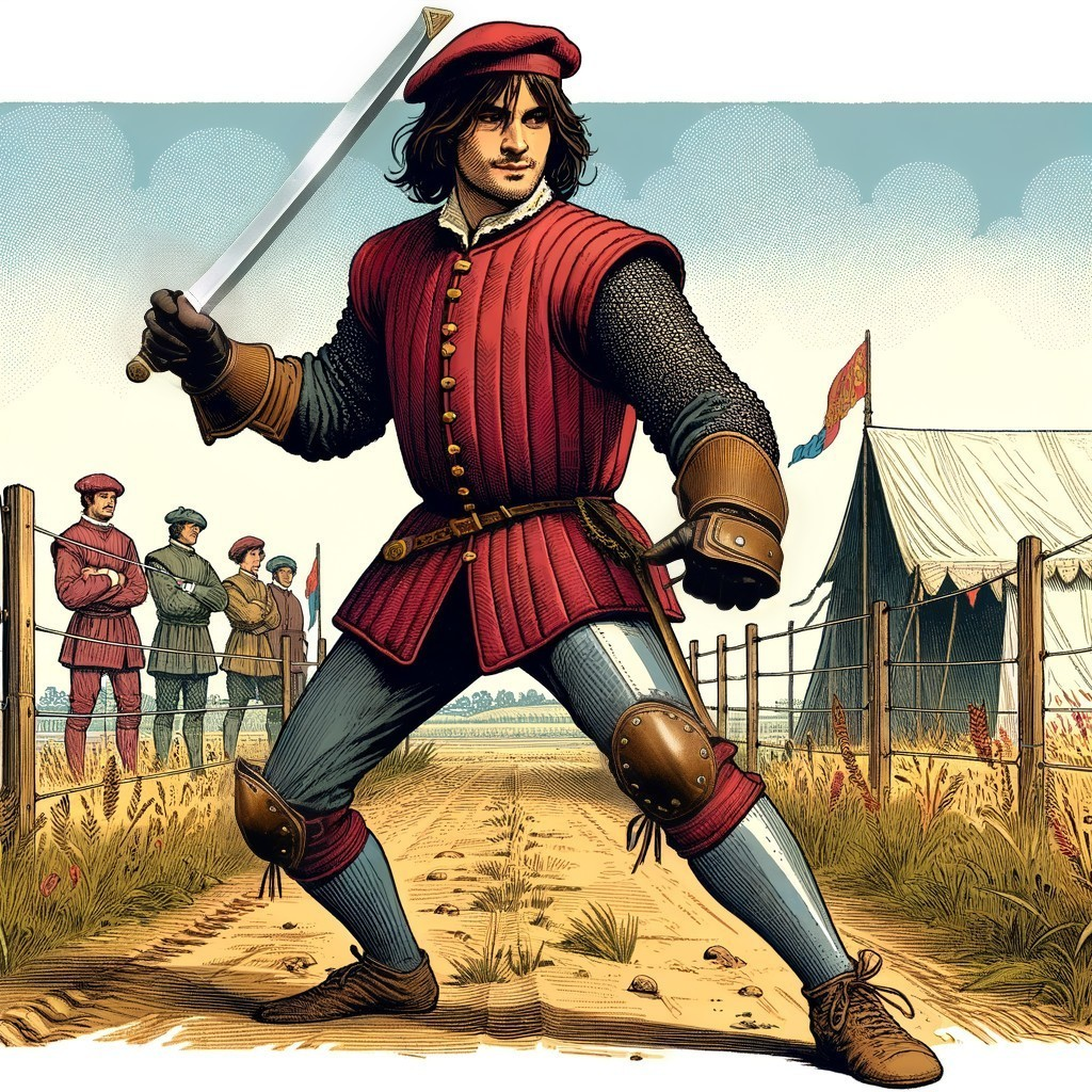 Renaissance Swordsman in Battle-Ready Stance