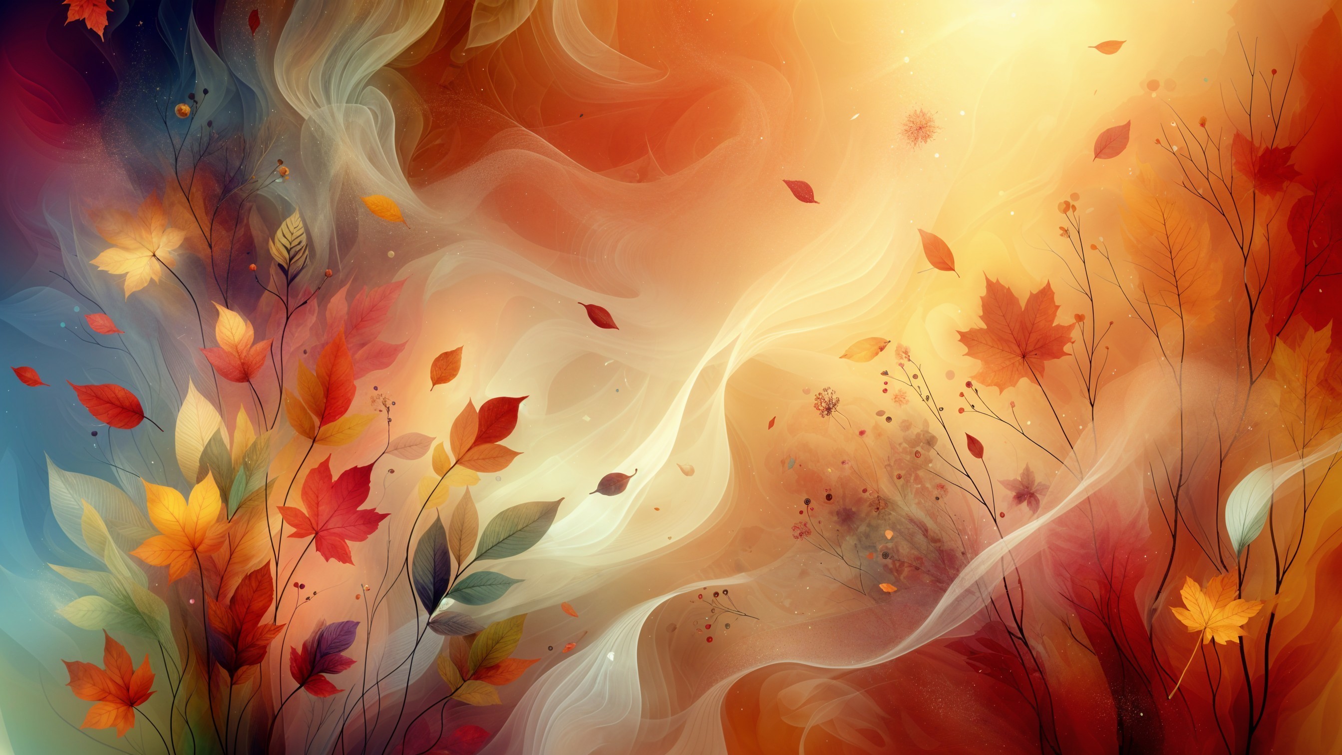 Vibrant Abstract Autumn with Hues of Orange and Red