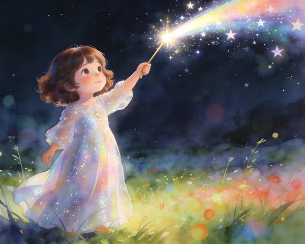 Whimsical Anime-Style Digital Watercolor Painting