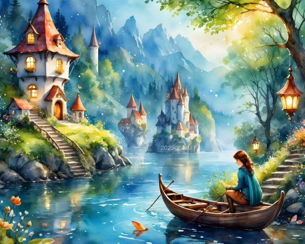 Picturesque River with Cottages and Lush Scenery