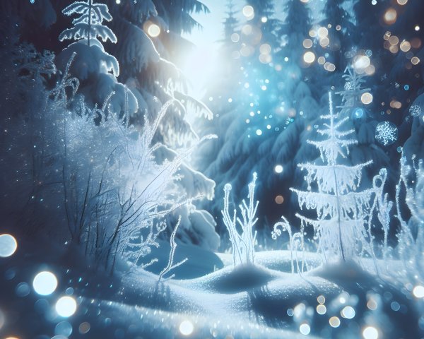 Serene Winter Landscape with Frosted Trees and Snow