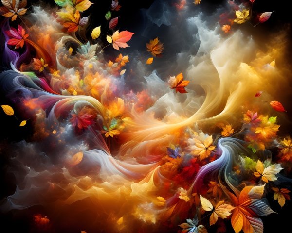Vibrant Autumn Colors in Dynamic Swirling Composition