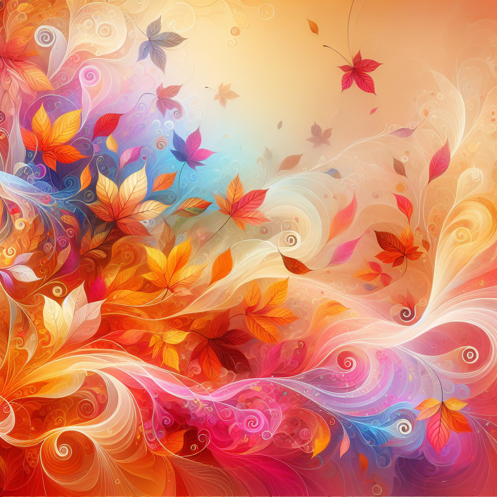Vibrant Autumn Leaves in Swirling Colors and Patterns