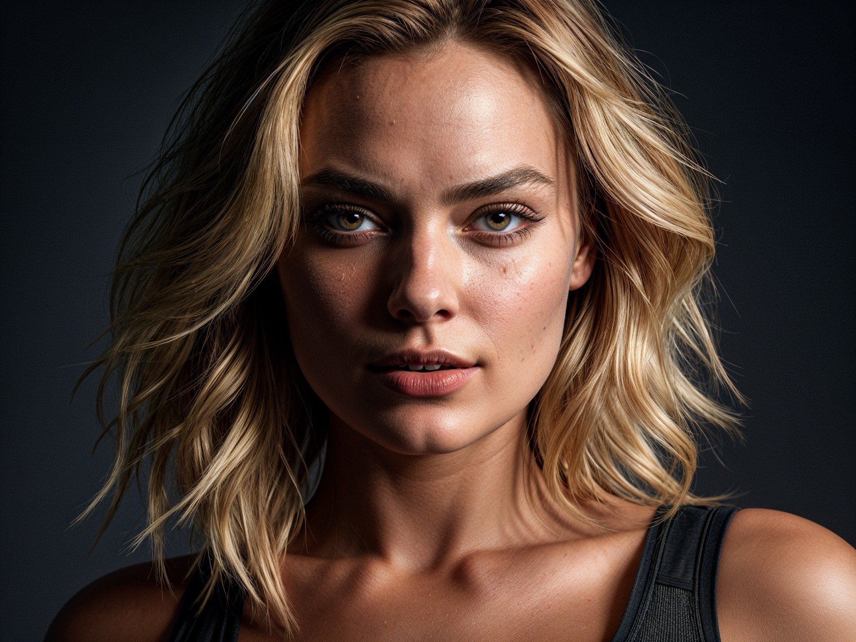 Close-up Portrait of Woman with Tousled Blonde Hair