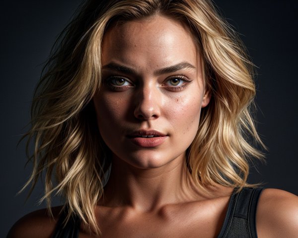 Close-up Portrait of Woman with Tousled Blonde Hair