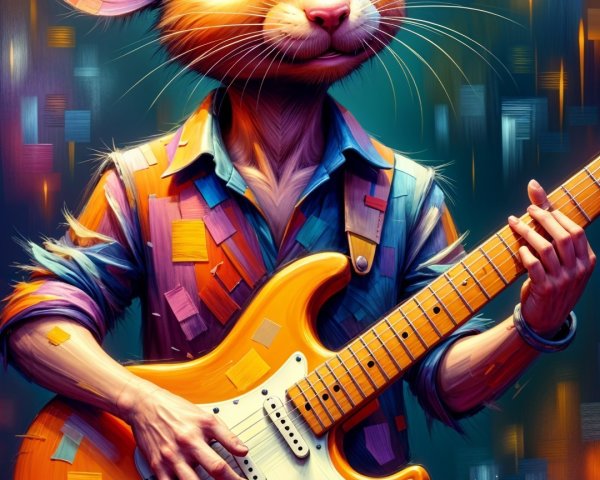 Whimsical Mouse Character Playing Electric Guitar