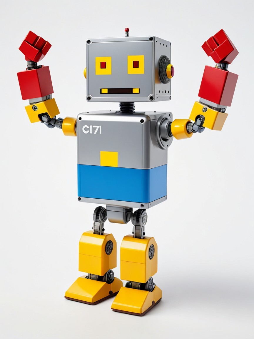 3D Rendering of a Boxy Lego-Style Toy Robot