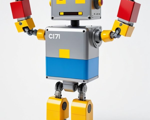 3D Rendering of a Boxy Lego-Style Toy Robot