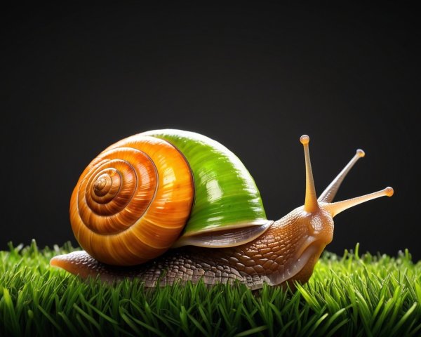 Photorealistic Macro Shot of a Colorful Snail