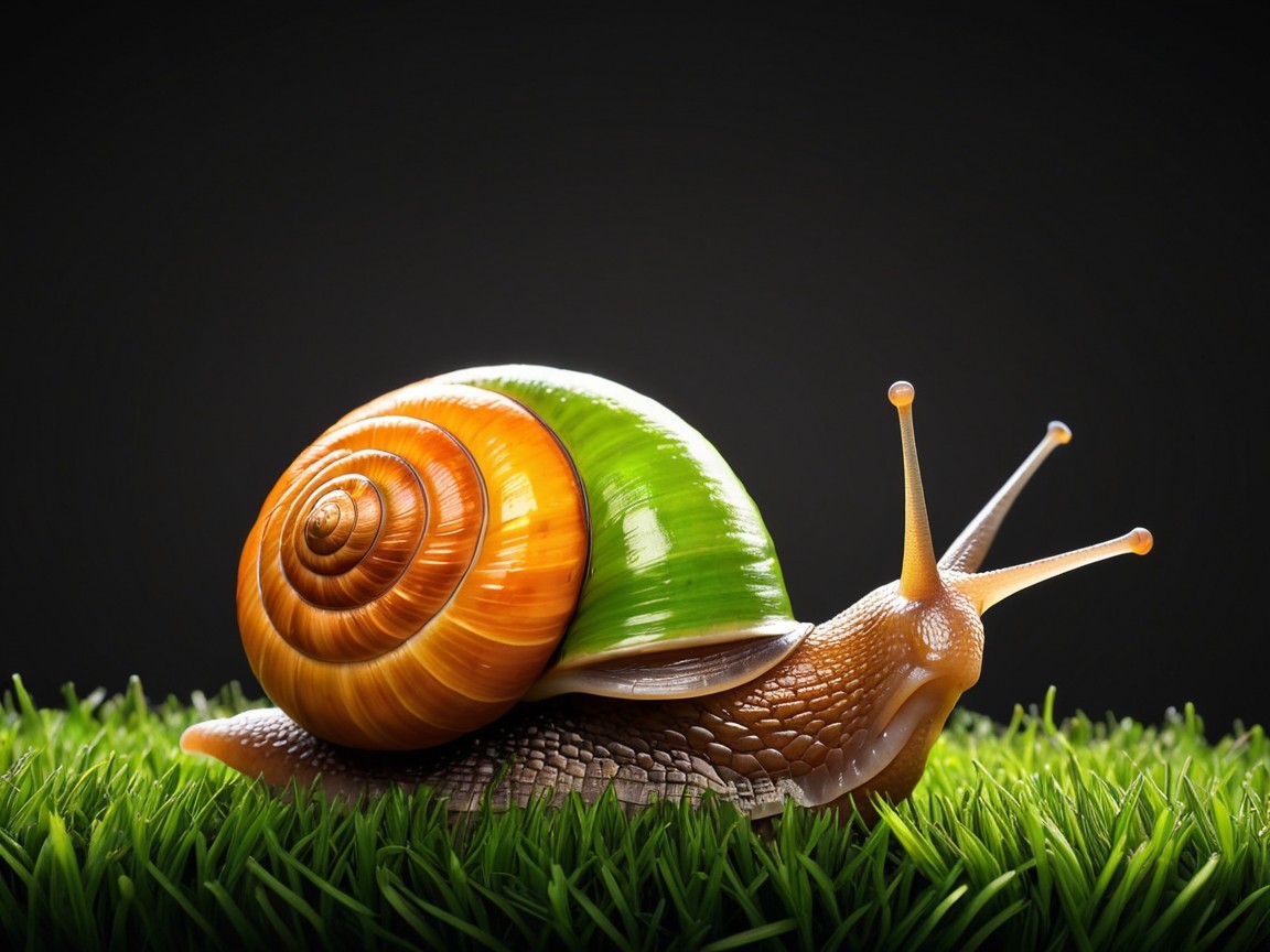 Photorealistic Macro Shot of a Colorful Snail