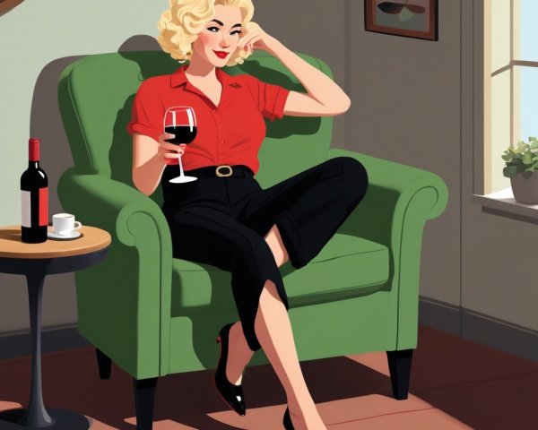 Glamorous Woman in Elegant Setting with Wine