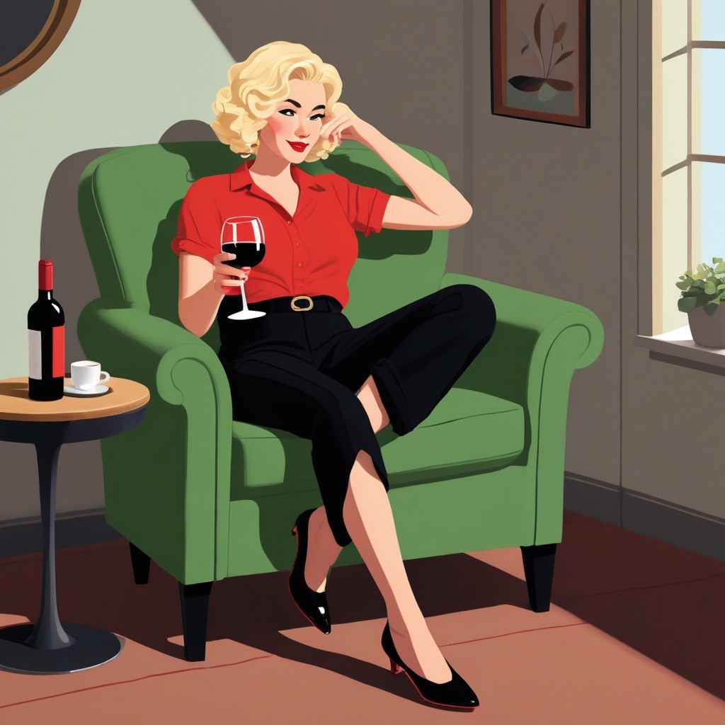 Glamorous Woman in Elegant Setting with Wine