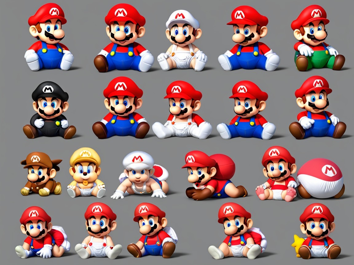 Cartoonish Mustachioed Character Variations and Poses