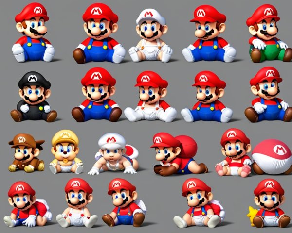Cartoonish Mustachioed Character Variations and Poses