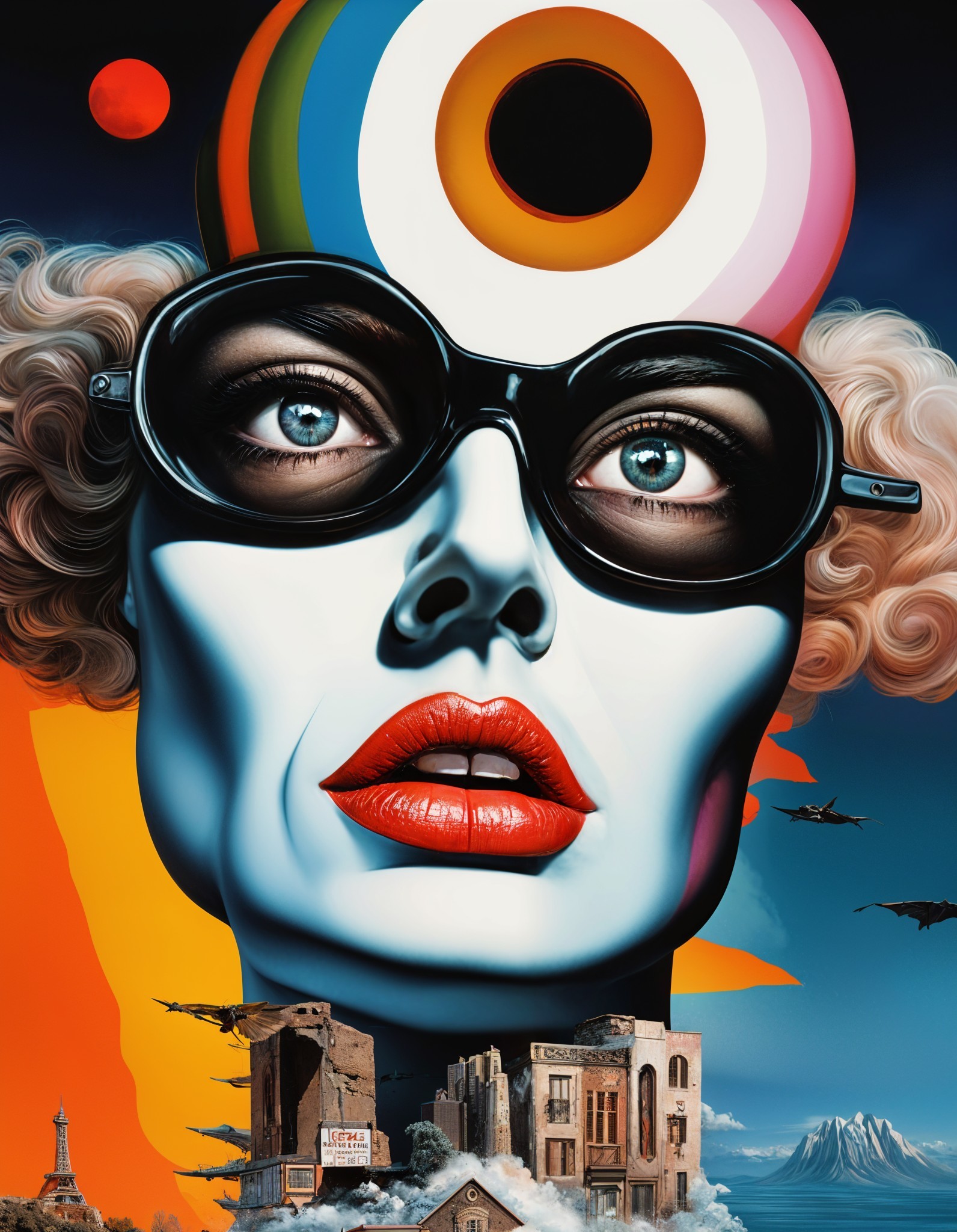 Surreal Portrait of a Woman with Bold Features