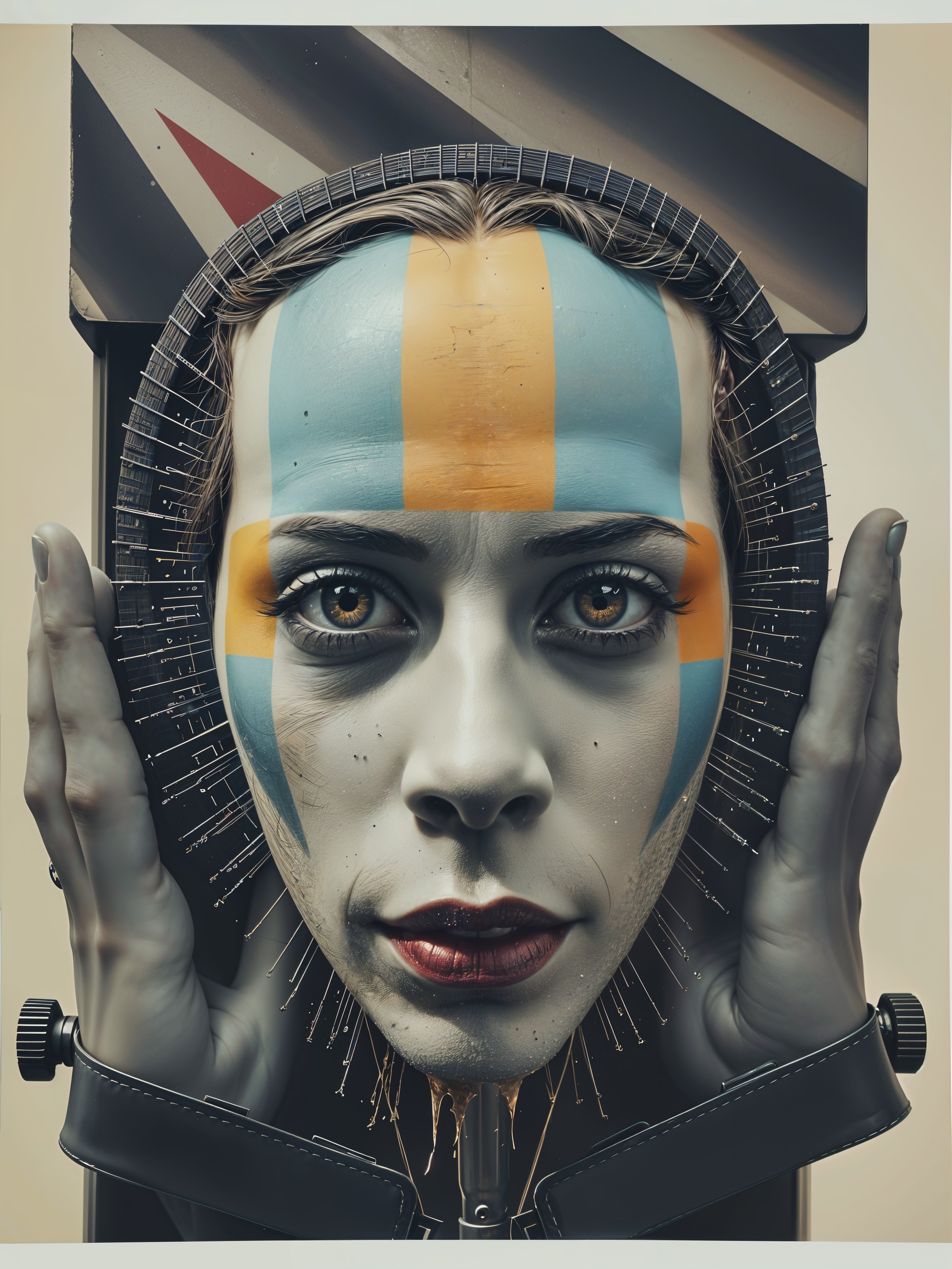 Surreal Portrait of Woman with Mechanical Aesthetic