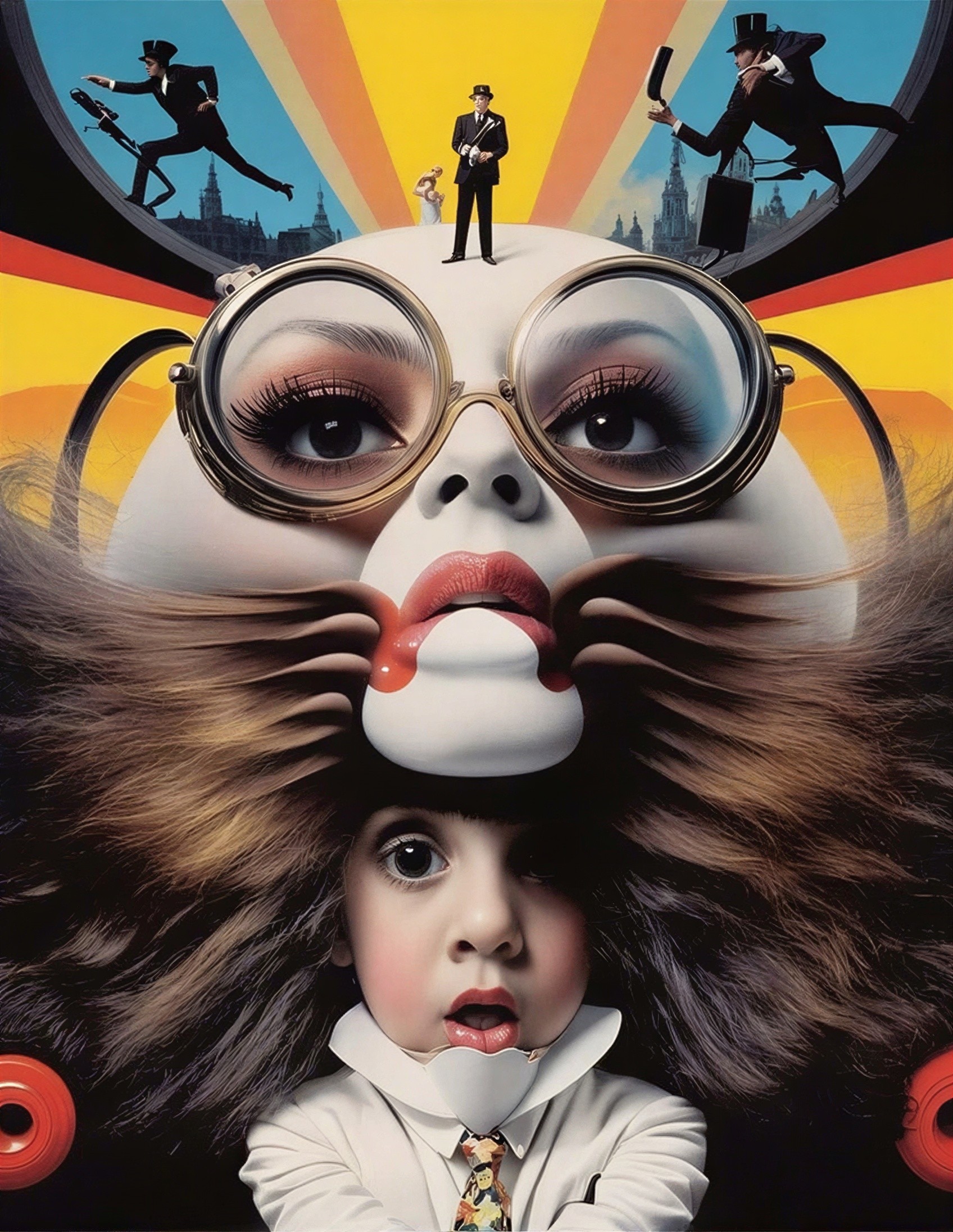 Surrealist Pop Art Featuring Giant Woman's Face