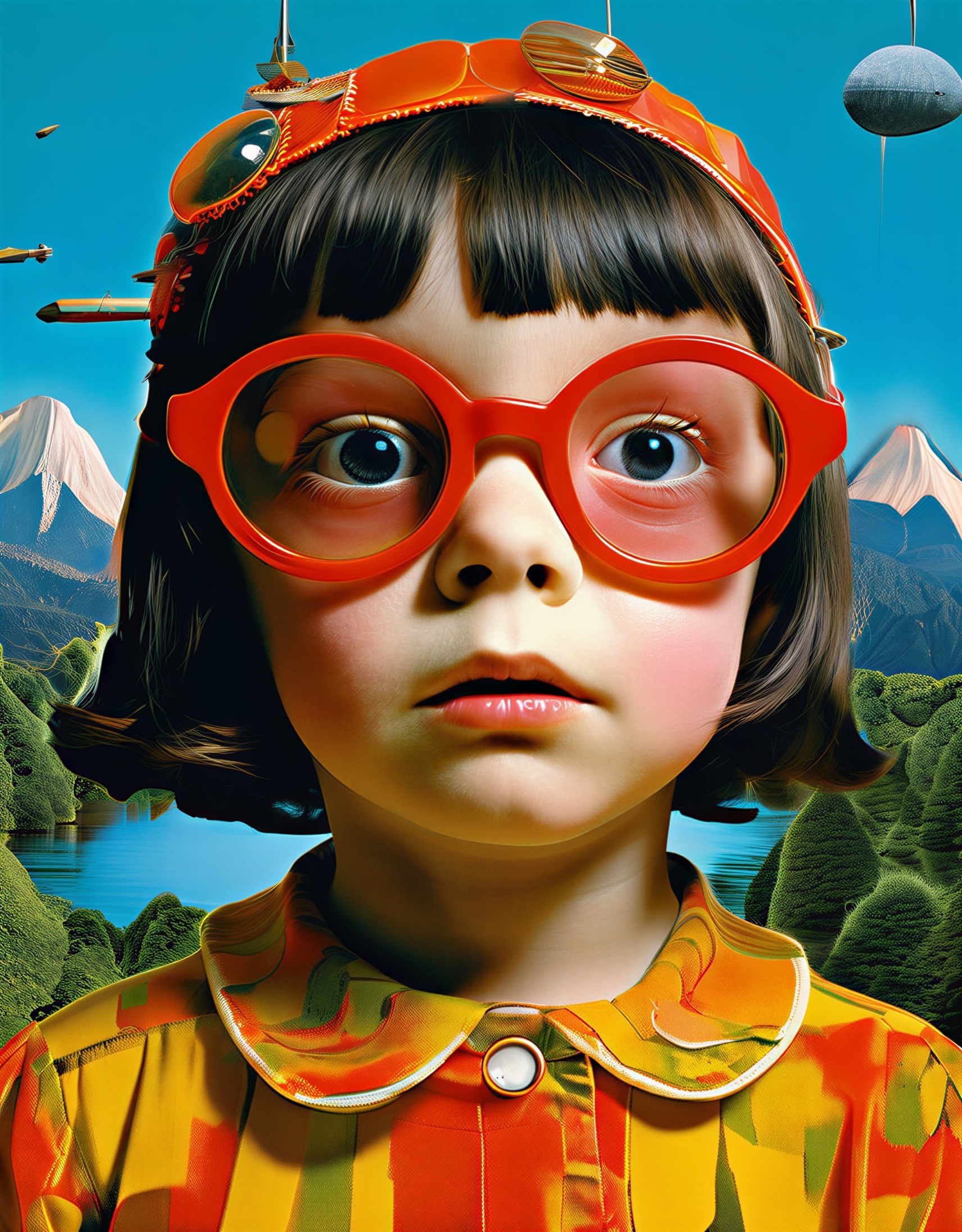 Photorealistic portrait of a girl with colorful attire